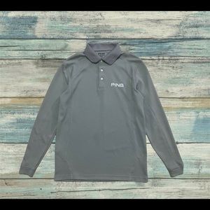 MENS MEDIUM Gray Ping Preformance Golf Collared Polo Shirt